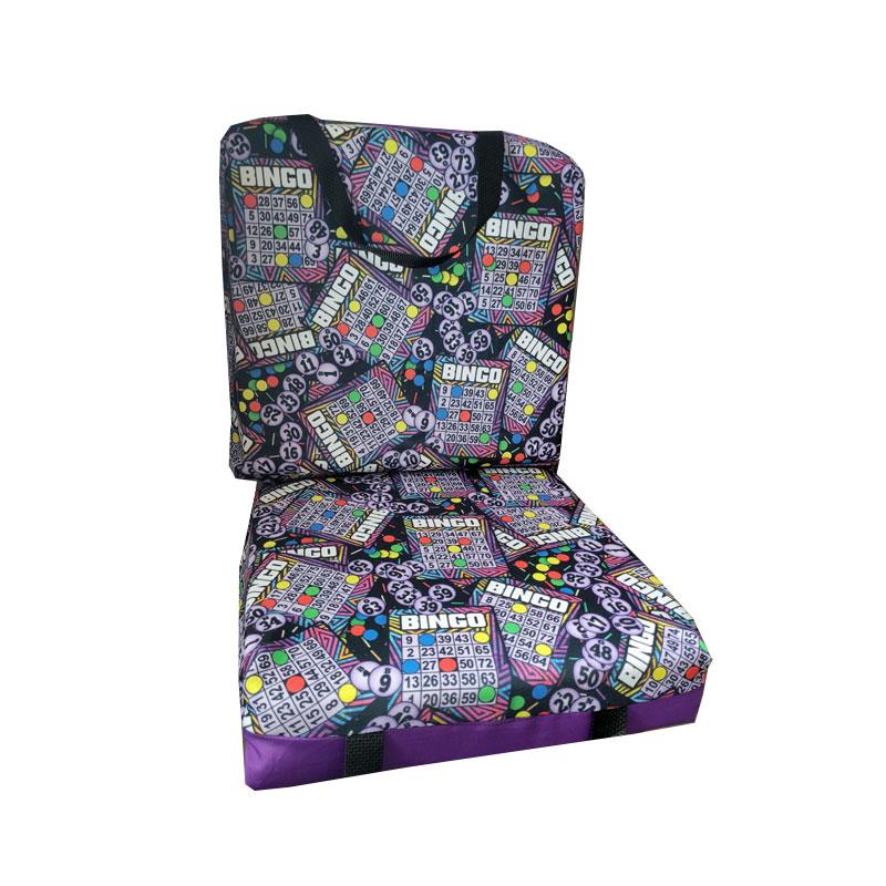 Double Folding Bingo Seat Cushion w/ Cushion Back & Carry Handles